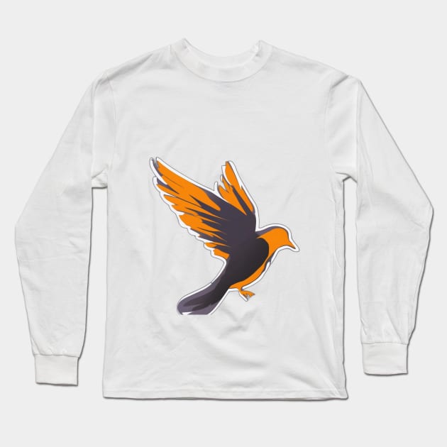 Majestic Orange Winged Bird Illustration No. 948 Long Sleeve T-Shirt by cornelliusy